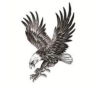 AKOAK 2 Pièces Aigle Tatouage Imperméable Temporaire Corps Sexy Art Résistant à la Transpiration pour Hommes Femmes (Noir)