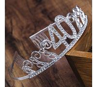 AKOAK Décorations de fête pour 40e anniversaire - Diadème en cristal argenté avec strass - Couronne de princesse Happy Birthday