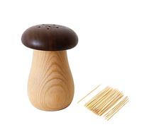 AKOAK Distributeur de cure-dents en bois avec 100 cure-dents en forme de champignon pour décoration d'intérieur