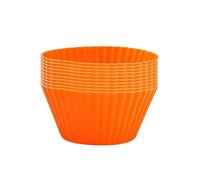 Akoak Lot de 10 Moules à Pâtisserie Moules à Gâteaux Ronds en Silicone 7 cm Orange