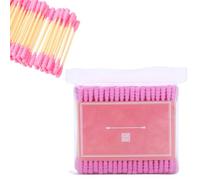 AKOAK Lot de 100 cotons-tiges colorés à double tête en spirale, cotons-tiges pour crocheter les oreilles, tampons hygiéniques démaquillants (rose)
