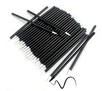 AKOAK Lot de 100 pinceaux jetables pour eyeliner à tête dure - Blanc - Eyeliner liquide - Pinceau fin et simple - Outils d'extension de cils colorés