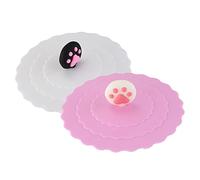 AKOAK Lot de 2 couvercles de tasse en silicone en forme de griffe de chat - Anti-fuite - Avec ventouse
