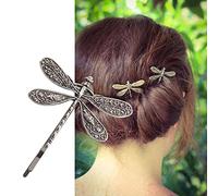 AKOAK Lot de 2 épingles à cheveux en forme de libellule, simples et exquises en métal, coiffes vintage argentées, pour filles et femmes