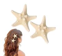 AKOAK Lot de 2 épingles à cheveux en forme d'étoile de mer - Fabriquées à la main - Étoile de mer naturelle - Accessoires pour fille
