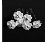 AKOAK Lot de 20 fourchettes à cheveux en forme de U avec fleurs en strass - Blanc