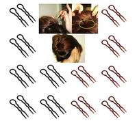 AKOAK Lot de 24 épingles à cheveux en forme de U en plastique noir et marron