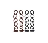 AKOAK Lot de 4 outils de tressage en plastique pour cheveux - Accessoires de coiffure pour filles et femmes (noir + marron)