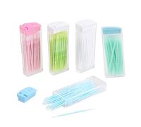 AKOAK Lot de 5 boîtes (environ 250 pièces) en polypropylène de qualité alimentaire avec double tête portable en plastique pour nettoyage et soins dentaires (couleur aléatoire)