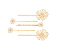 AKOAK Lot de 5 pinces à cheveux en forme de fleur plaqué or avec strass - Pour mariage, fête de mariage - Blanc