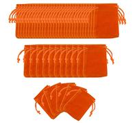 AKOAK Lot de 50 petits sacs en velours avec cordon de serrage - 5 x 7 cm - Pour présentation de bijoux, bonbons, fêtes, vacances, Noël, mariage - Orange