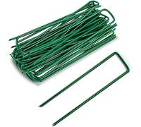 AKOFIC 100 Pièces Piquets de Fixation, Piquets de Jardin en Acier Galvanisé, Pelouse Agrafes en Forme de U pour Toile de Paillage Bâche Anti-Mauvaises Herbes Grillage Filets Gazon Artificiel