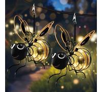 AKOFIC 2 Pièces Lampes Solaires à Suspendre en Forme d'Abeille pour Jardin, Lumiere Solaires Exterieur Étanches à Clipser avec Ressorts, Décorations de Jardin pour Terrasse, Balcon, Chemins