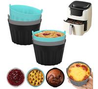 AKOFIC 6 Pièces Moules à Œufs en Silicone Air Fryer, Moule à Pâtisserie Friteuse à Air Réutilisables, Caissettes Muffins Antiadhésif Facile à Démouler, Accessoires Air Fryer pour Pâtisserie