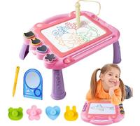 AKOFIC Ardoise Magique Grande avec Pieds, Tableau de Dessin Magnétique Effacable, Table Dessin Magique Enfant, Jouets Éducatifs Cadeau d'anniversaire pour Garçons Filles Bambin 3-6 Ans (Rose)