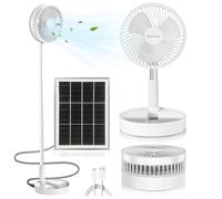 AKOFIC Ventilateur sur Pied Silencieux, Ventilateur sur Solaire et Batterie Rechargeable USB, Ventilateur de Table Réglable en Hauteur et Pliable, Portable Ventilateur Sol pour Bureau Maison Camping