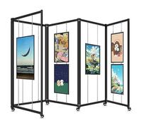 AKOGG Métal Présentoir sur Pied,Chevalet De Présentation avec roulettes,Support Pliable,Porte Affiche Multifonctionnel,pour Expositions d'art,Tableau Publicitaire(5pcs,120 * 220cm/47.2 * 86.6in)