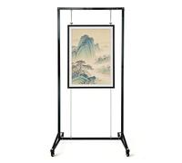 AKOGG Présentoir d'Exposition Pliable avec roulettes - Panneau d'affichage pour Photos, Présentoir à Tableaux Peintures Œuvres d'art pour Galerie Salon Professionnel(Black,100 * 180cm)