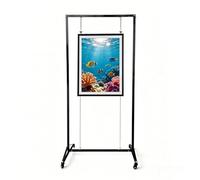 AKOGG Présentoir sur Pied,Panneau d'Affichage d'art Modulaire,Porte Affiche,Chevalet De Présentation avec roulettes,Support Pliable,pour Galerie, Studio & Événement(Black,120 * 240cm)