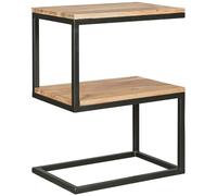 Akola Table d'appoint en forme de S en bois d'acacia massif/métal 45 x 60 x 30 cm | Table de salon design style maison de campagne | Table d'appoint carrée