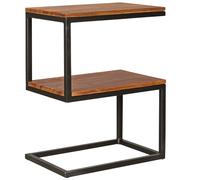 Akola Table d'appoint en forme de S en bois de Sheesham/métal 45 x 60 x 30 cm | Table de salon design style maison de campagne | Table d'appoint carrée
