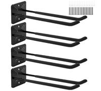 AKOLAFE 4 Pièces Crochet Mural Garage Noir 31,5 cm, Crochets Muraux Robustes en Acier Carbone avec Vis et Chevilles, Rangement pour Vélo, Échelle, Outils et Atelier