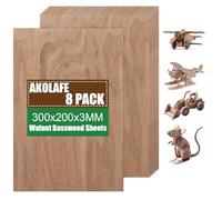 AKOLAFE 8 Pièces Plaque Bois Contreplaqué Noyer Noir 300 x 200 x 3 mm, Panneau Bois Fin pour Découpe Laser, Gravure, Maquette, Bricolage et Décoration DIY