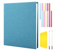 AKOLAFE Grand album photo autocollant pour photos de 10 x 15 cm, 20 x 25 cm, couverture vintage, 40 feuilles blanches avec coins photo et stylo en métal, 300 g/m²