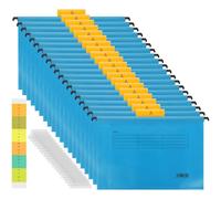 AKOLAFE Hevy Duty Lot de 20 dossiers suspendus A4 avec onglets et inserts pour bureau, maison et école Bleu 40 cm