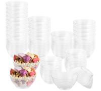 AKOLAFE Lot de 150 petits bols à dessert réutilisables en plastique de 90 ml pour desserts, trempettes, sauces, crème glacée, bagatelles, transparent