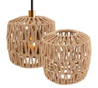 AKOLAFE Lot de 2 abat-jour pour lampe à suspension 16 x 16 x 6,5 cm abat-jour boho rotin abat-jour en papier abat-jour de rechange accessoire pour lampe de sol, lampe de table, lampes à