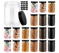 AKOLAFE Lot de 20 boîtes de conservation en plastique hermétiques de 300 ml avec couvercle sans BPA Boîtes de rangement rondes en plastique transparent pour épices, céréales, bonbons, confiture