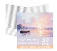 AKOLAFE Lot de 30 toiles de 10 x 10 cm - 3 mm - Petites toiles à peindre - 10 x 10 cm - Avec châssis - En coton - Convient pour acrylique, peinture à l'huile, croquis, aquarelle