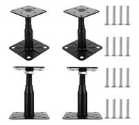 AKOLAFE Lot de 4 Pied de Poteau Reglable 100 à 150 MM Support de Poteau Reglable Support Poteau Bois Galvanisé avec Vis 75 x 95 mm Embase Pied de Poteau Vissé pour Terrasses, Abris, Gazebos