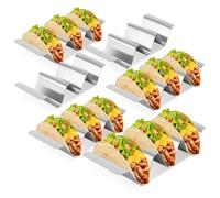 AKOLAFE Lot de 6 supports à tacos en acier inoxydable - 25 x 10 x 4,5 cm - Avec poignées - En forme de U - Pour tacos, sandwichs, pain, hot dogs et gaufres