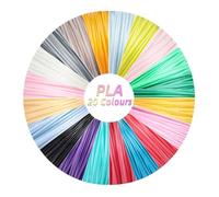 AKOLAFE Lot de 60 rouleaux de filament 3D de 1,75 mm, 20 couleurs, 5 m de chaque couleur, 300 mètres au total compatibles avec SCRIB3D, MYNT3D, PIKA3D et autres stylos d'impression 3D