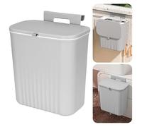 AKOLAFE Poubelle de cuisine en plastique de 9L à suspendre avec couvercle poubelle à fixer au mur poubelle à suspendre gris sous l'évier pour armoire de cuisine chambre salle de bain et plus encore