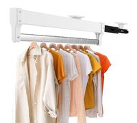 AKOLAFE Tringle Penderie Escamotable Charge en Métal Maximale 25 kg Extractible Porte Pantalon Coulissant Blanc Longueur Réglable de 350 mm à 700 mm pour Penderie, Pantalons, Vêtements, Chapeaux