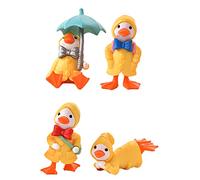 AkoMatial Figurine de petits canards en plastique robuste Jaune