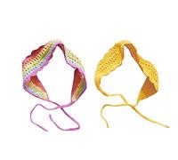 AkoMatial Lot de 2 bandeaux ajourés tricotés à lacets pour femme - Accessoire pour intérieur et extérieur - Multicolore + jaune