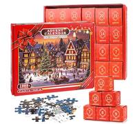 AKONE Calendrier de l'Avent 2025 - Puzzle de Noël - Compte à rebours de 24 jours - 1008 pièces - Cadeau de Noël pour enfants, garçons et filles