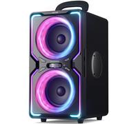 AKONE Enceinte Bluetooth Puissante,240W (Peak) Party Haut Parleur Bluetooth, Son Fort avec Basses Profondes, 15Hr Playtime, TWS, Cool Lights, Speaker pour Les Fêtes, Camping, Plage et Extérieur