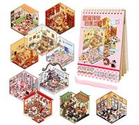 AKONE Lot de 10 autocollants 3D avec pince à épiler DIY Cozy Little Home Scene Stickers Book