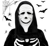 AKONE Masque Ghostface Masque d'horreur d'Halloween Masque de cri Masque Tête de mort Masque Halloween Fête Cosplay Masque fantôme Mascarade Accessoire de costume Convient pour les fêtes d'horreur