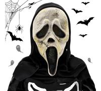 AKONE Masque Ghostface Masque d'horreur Halloween Masque de cri Masque Tête de mort Masque Halloween Fête Cosplay Masque fantôme Mascarade Accessoires de costume Convient pour les fêtes d'horreur