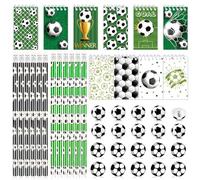 AKONE Mini kit d'écriture de football, 12 crayons de football et 10 mini blocs-notes, bloc-notes design football, petits carnets pour fêtes de football, idée cadeau d'anniversaire et petit cadeau
