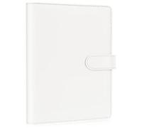 AKONEGE Classeur A5 en cuir synthétique avec fermeture magnétique à 6 anneaux pour papier de remplissage A5, carnet rechargeable, planificateur budgétaire pour entreprise, voyage, travail, blanc (sans
