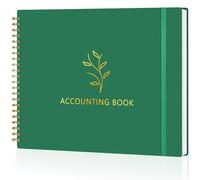 AKONEGE Livre de comptabilité pour petites entreprises et usage personnel, carnet de suivi des dépenses horizontales pour la comptabilité, les revenus et les dépenses financiers, 25,9 x 20,3 cm, vert