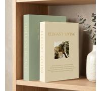 AKONEGE Livres décoratifs pour décoration d'intérieur - Lot de 2 boîtes modernes en lin synthétique pour table basse, bibliothèque et cheminée - Faux livres esthétiques avec rangement caché pour