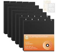 AKONEGE Lot de 30 intercalaires décalés de A à Z pour disque vinyle, noir | Autocollants alphabet et catégorie, onglets horizontaux et verticaux à double usage, séparateur en plastique pour album LP